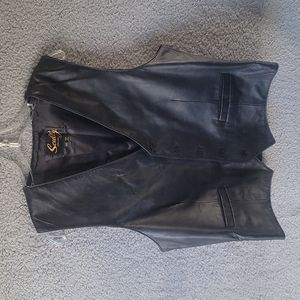 Vintage Scully Mens 44 Genuine Black Leather Lightweight Riding Button Vest